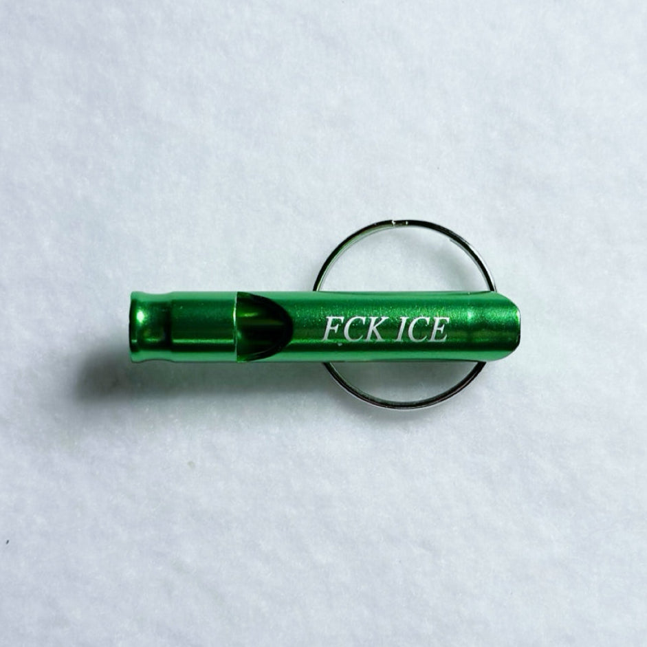 Political Statement Keychain Aluminum Whistle Design Emergency Safety Tool Protest Accessory Activist Gear Collection Durable Metal Construction Portable Security Device Multiple Color Selection Compact Size Option Functional Emergency